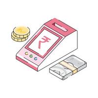 A premium isometric icon representing billing terminal device vector