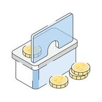 Modern isometric icon representing exchange counter booth vector