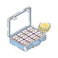 A captivating isometric icon showing secure cash bag vector