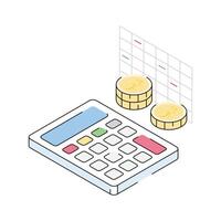 An isometric style icon representing monthly budget planning vector