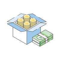 Visually engaging isometric icon showing cash box vector