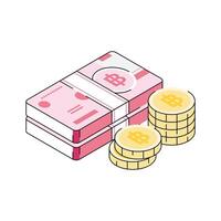 A captivating isometric icon showing thai baht bills vector