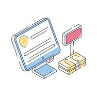 Modern isometric icon of checkout counter payment vector