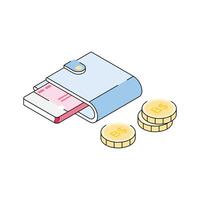 A visually appealing isometric icon of money wallet vector