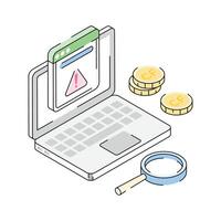 An isometric icon showing payment error alert screen vector