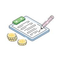 A trendy isometric icon showing business contract deal vector