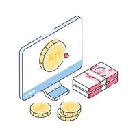 A modern isometric icon of ppc advertising model vector