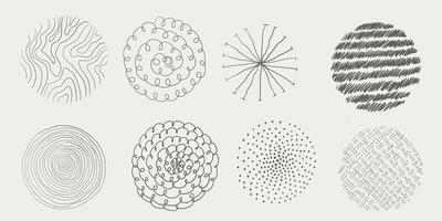 Doodle circles set hand drawn with black pen. Modern abstract scribbles and round sketch shapes. Isolated design elements on white background. Trendy minimal contemporary line bubbles. vector