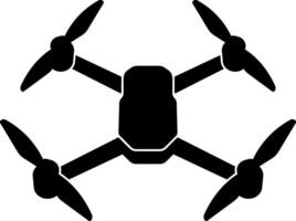 Black icon of a drone or quadcopter in minimal style, top view, without background, suitable for technology or aviation themes vector