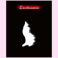 liechtenstein country map white color black background vector