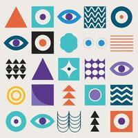 art collection of different colored geometric and symbols vector