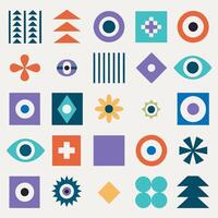 a collection of different colored geometric and symbols art vector