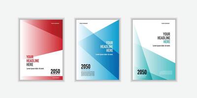 Modern folding ribbon theme book cover template in gradient color. A4 size book cover template for annual report business company trend vector