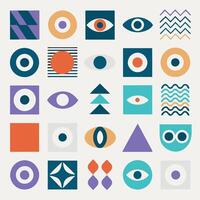 different colored geometric and symbols vector