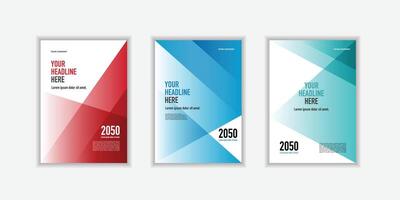 Modern folding ribbon theme book cover template in gradient color. A4 size book cover template for annual report business vector