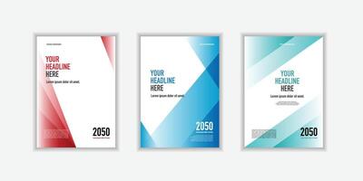 Modern folding ribbon theme book cover template in gradient color. A4 size book cover template for annual report with gradient color vector