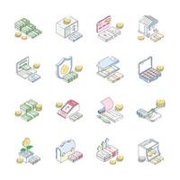 Handy bundle of isometric icon showing finance planning concepts vector
