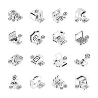 Handy bundle of isometric icon showing finance planning concepts. vector