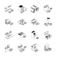 Get this premium collection showing finance and money isometric icons. vector