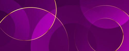 3D purple luxury abstract background overlap layer on dark space with golden circles lines decoration. Modern graphic design element cutout shape style concept for web, flyer, card or brochure cover vector