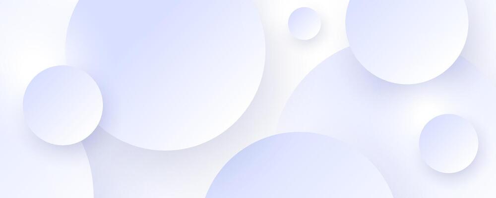 Elegant white abstract background featuring soft, like paper cut circular shapes gently floating across a light surface, enhanced with smooth gradients and subtle depth to create a calm, modern visual