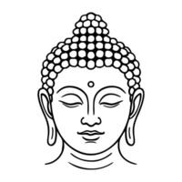 Outline Buddha head, minimalist black and white illustration. simple and elegant style. Perfect for digital and printed products, modern and traditional design. vector