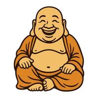 laughing Buddha or Happy Buddha sitting in a meditative pose.Clean bold outlines and flat style, for informal, adult, or alternative creative projects. illustration vector