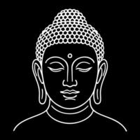 Buddha head, minimalist black and white illustration. simple style. for digital and printed products, modern and traditional design. vector