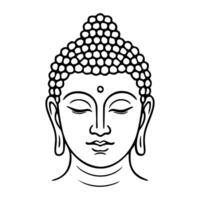 Outline Buddha head, minimalist black and white illustration. simple and elegant style. Perfect for digital and printed products, traditional design. vector