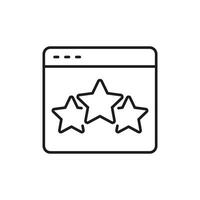 Web Page With Stars Line Icon. Online Rating And Review System Outline Symbol. Customer Feedback And Quality Assessment. Editable Stroke. Isolated Illustration vector