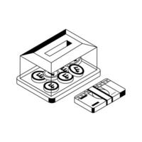 A visually engaging isometric icon of money box. vector