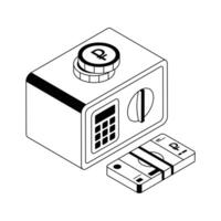 A premium isometric icon of secure digital locker. vector