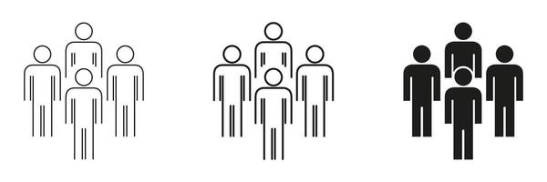 Group Of People Line And Solid Icon Set. Teamwork, Community, And Social Interaction Outline And Silhouette Symbol Collection. Collaborative Effort And Unity. Isolated Illustration vector