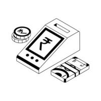 A premium isometric icon representing billing terminal device. vector