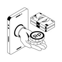 Well designed isometric icon of online money transfer. vector