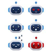 Robot face emoji set emotions icons for chatbot or. illustration vector