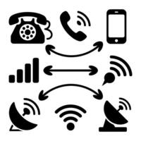 Communication technology icons retro to modern vector