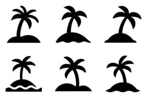 Collection of palm tree island icons vector