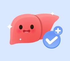 a cute liver character smiling happily, representing good condition and health. Flat style illustration. vector