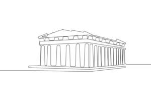 Simple hand-drawn Parthenon single line drawing isolated on white background. vector