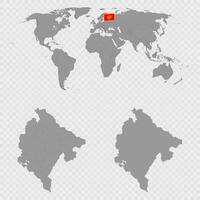 Montenegro Map Set with World Location. vector