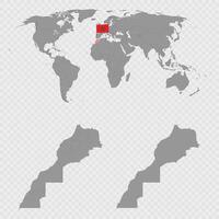 Morocco Map Set with World Location. vector