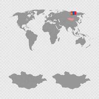 Mongolia Map Set with World Location. vector