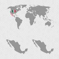 Mexico Map Set with World Location. vector