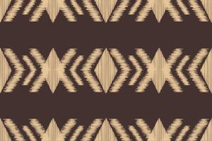 Ikat geometry with brown color wallpaper background ethnic pattern decoration. vector