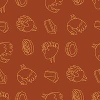 Outline Seamless Pattern of Turkey Animal Pie Background for Fashion Wrapping Print Fabric vector