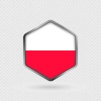 Poland Flag Icon in Hexagon Shape. vector