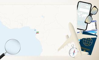 Equatorial Guinea map and flag, cargo plane on the detailed map of Equatorial Guinea with flag. vector