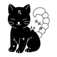 Cat representing Scorpio zodiac sign, embodying traits like passion, intensity, and mystery vector