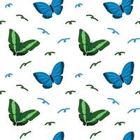 Colorful tropical butterflies and leaves pattern design for nature themed projects vector